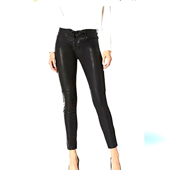 William Rast Skinny Moto Vegan leather Pants Mid Rise Black size 29 - Picture 1 of 12